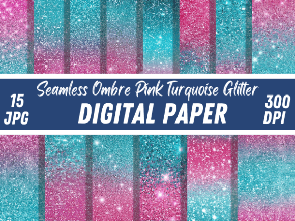 Download Ombre Pink &amp; Turquoise Glitter Textures - Premium Resources
