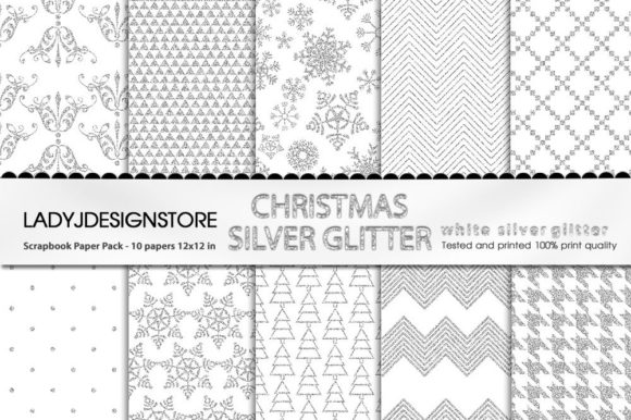 Download SILVER WHITE GLITTER Digital Papers - White glitter Collection
