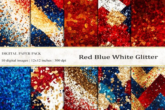 Download Red Blue White Glitter Digital Papers - White glitter Collection