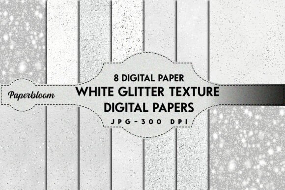 Download White Glitter Texture Digital Papers - White glitter Collection